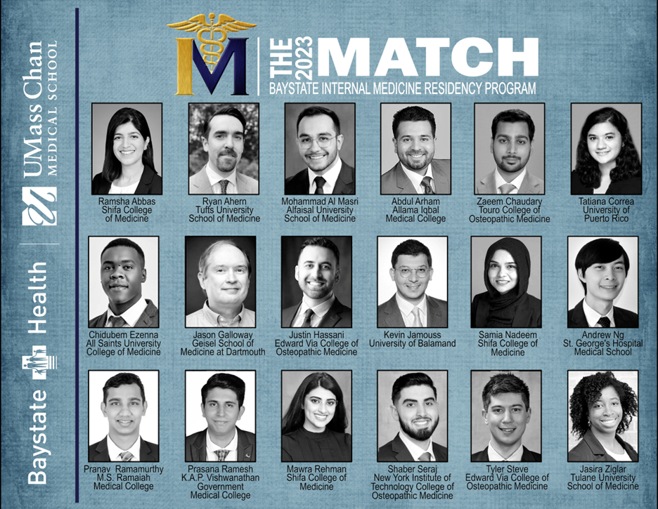 Collection of headshots of the 2023 MATCH Internal Medicine Residents