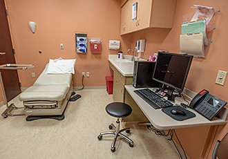 Interior of the surgical oncology breast specialists exam room