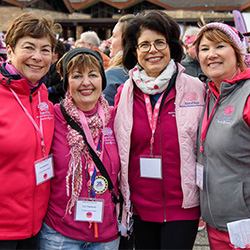 Gale Kirkwood, Rays of Hope Founder Lucy Giuggio-Carvalho, Dr. Grace Makari-Judson, and Kathy Tobin at a Rays of Hope Walk & Run Toward the Cure of Breast Cancer.