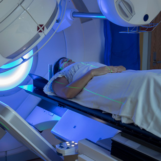 patient getting radiation treatment for breast cancer