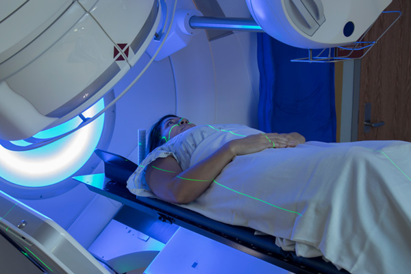 patient getting radiation treatment for breast cancer