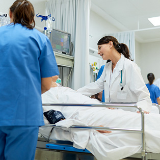 a neurologist caring for a stroke patient in recovery