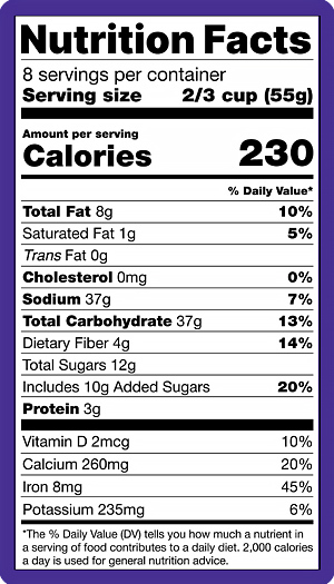 an example of a nutrition facts label from food packaging