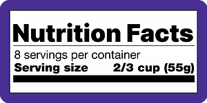 an example of a nutrition facts label from food packaging zoomed in on the serving size information