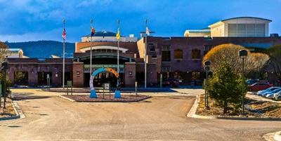 View of the front of the Tsehootsooi Medical Center located in Fort Defiance Arizona