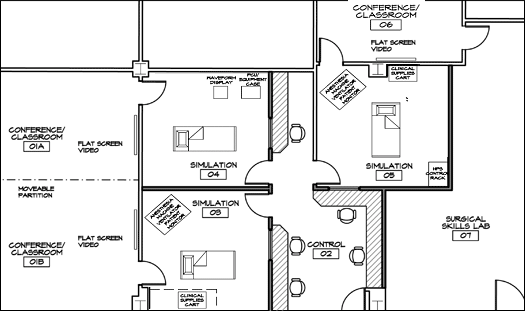Baystate Simulation Center and Goldberg Surgical Skills Laboratory Floor Plan
