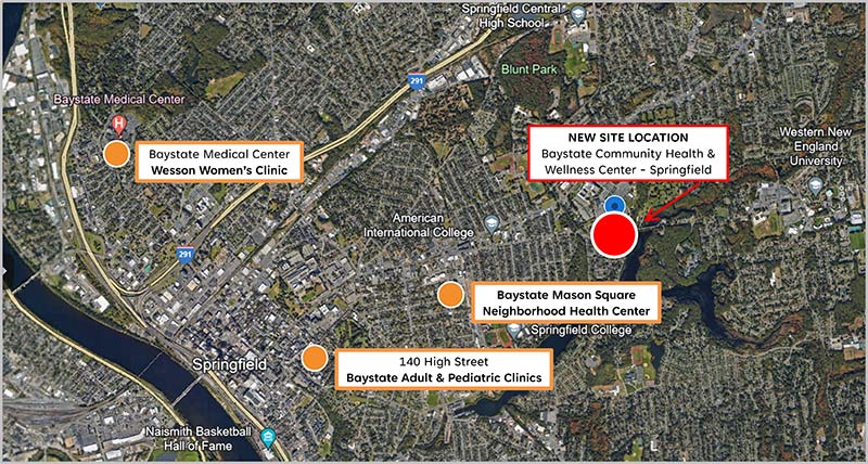Baystate Health community health centers in relation to new center