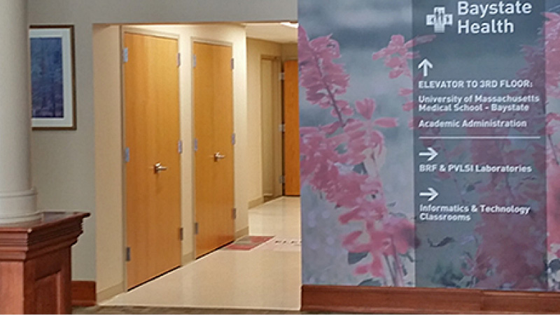 umass chan baystate campus 3601 main street lobby sign