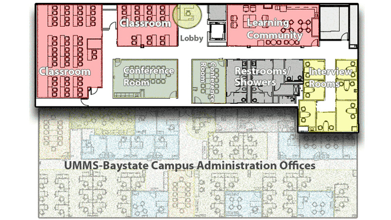 umass chan baystate floor plan of instructional space on the 3rd floor