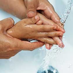 Washing a child's hands