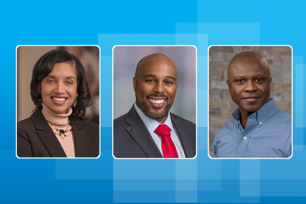 three portraits side-by-side of new board of trustees members