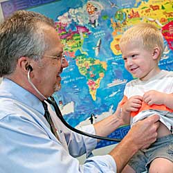 Dr. Moriarty with pediatric patient