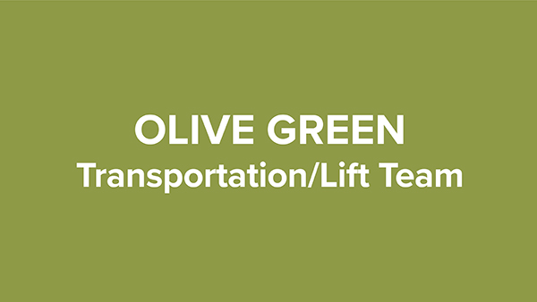 olive green colored uniforms representing transportation/lift team