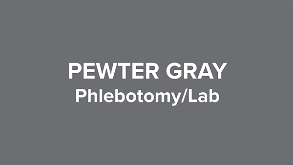 pewter gray colored uniforms representing phlebotomy/lab