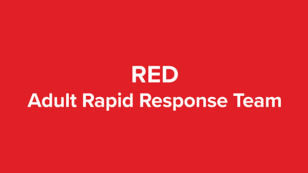 red colored uniform representing adult rapid response team